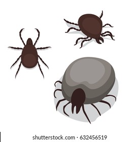 Tick Poses Cartoon Vector Illustration