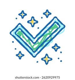 Calidad de tick que aprueba el Vector del bosquejo del icono del doodle. Calidad de tick que aprueba el signo