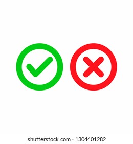 Tick and red checkmark vector icons for checkbox symbols in cricles - Vector 