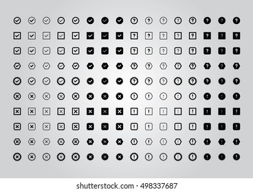 Tick, Reject, Question and Attention Mark icons set