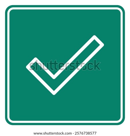 Tick and road sign on white