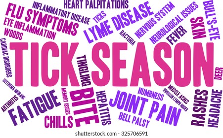 Tick Season word cloud on a white background.