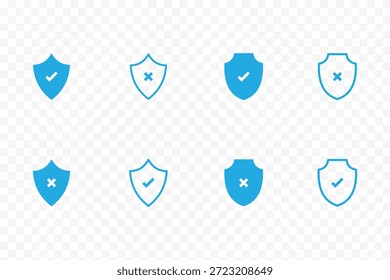 Conjunto de iconos de escudo de garrapatas que muestra símbolos de marca de verificación y protección, signos de Vector de seguridad y verificación para seguridad, privacidad y conceptos de sistema de confianza Conjunto de iconos de escudo de seguridad Vector para protección