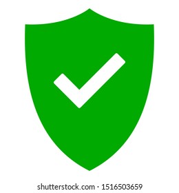 Tick and shield on white