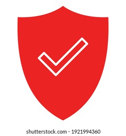 Tick and shield on white