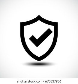 Tick Shield Security Icon. Vector Illustration.