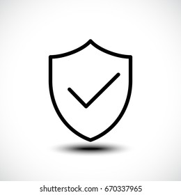 Tick shield security icon. Vector illustration.