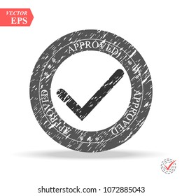 Tick sign black element. Gray checkmark icon isolated on white background. Simple mark design. eps