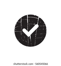 Tick sign black element. Gray checkmark icon isolated on white background. Simple mark design. Circle shape OK button for vote, decision, web. Symbol of correct, check, approved Vector illustration