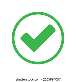 Tick sign element. Green checkmark icon isolated on white background.