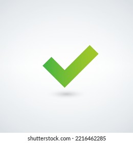 Marque el elemento de signo. Icono de marca de verificación verde. Botón OK para votar, decisión, web. Símbolo de correcto, revisado, aprobado. Ilustración vectorial de acciones aislada