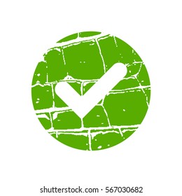 Tick sign element. Green checkmark icon isolated on white background. Simple mark design. Circle shape OK button for vote, decision, web. Symbol of correct, check, approved Vector illustration