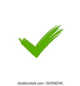 Marque el elemento de signo. Icono de marca de verificación verde, aislado en fondo blanco. Marcar diseño gráfico. Botón OK para votar, decisión, web. Símbolo de correcto, comprobar, aprobado. Ilustración del vector