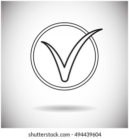 Icono de señalización de señalización Botón de lista de comprobación de pantalla plana Ilustración de vectores