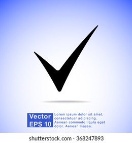 Tick sign icon, vector illustration. Flat design style