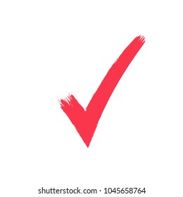 Tick sign and red checkmark OK isolated on white background.