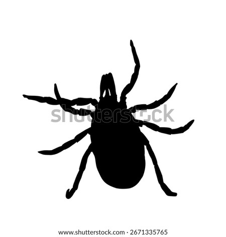 Tick silhouette, black insect - vector illustration