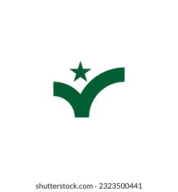 Tick, star geometric symbol simple logo vector