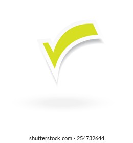 Tick sticker. Check vector icon and Symbols. Check Marks green color. Flat