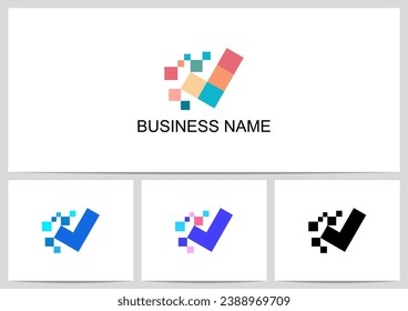 Tick Symbol Colorful Pixel Square Logo