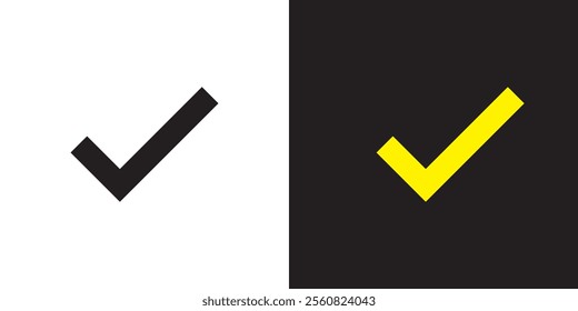 Tick symbol on black and white background. Checkmark right symbol. Black and white checkmark in rectangle. Diamond gemstone icon symbol vector. Vector check icon