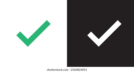 Tick symbol on black and white background. Checkmark right symbol. Black and white checkmark in rectangle. Diamond gemstone icon symbol vector. Vector check icon