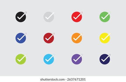 Tick Symbols, Check Mark Vector Design. The subtle grid background emphasizes precision and alignment, making it perfect for professional design systems.
