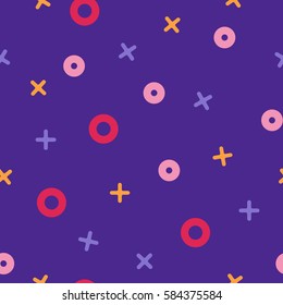 tick tack toe blue, pink and purple seamless vector pattern