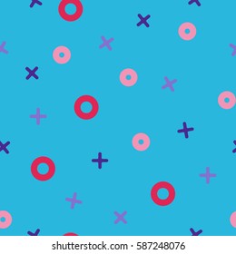 tick tack toe blue and pink seamless vector pattern