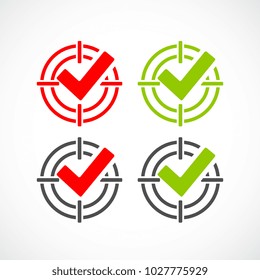 Tick target abstract vector icon set vector illustration isolated on white background