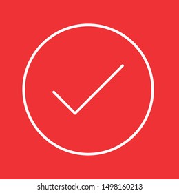 Tick, thin lines web and social media icon, stock vector illustration, EPS10.