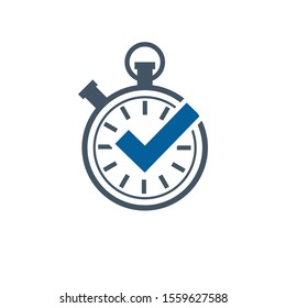 Tick timer vector icon. Timer done. Check time idea icon. Stock Vector illustration isolated on white background.