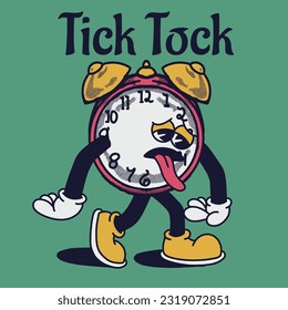 Tick Tock With Clock Groovy Character Design