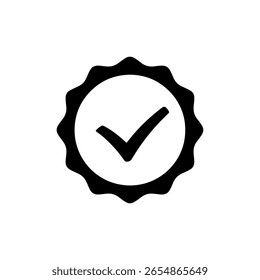 Tick in trophy silhouette icon vector flat design.