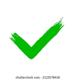 Tick v dirty grunge hand drawn with brush strokes vector illustration isolated on white background. Mark graphic design. Check mark symbol tick YES button for vote in check box, web, etc.