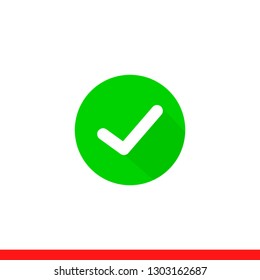 Tick vector icon, checkmark symbol. Simple, flat design for web or mobile app