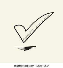 Tick vector sketch icon. Hand drawn vector illustration.