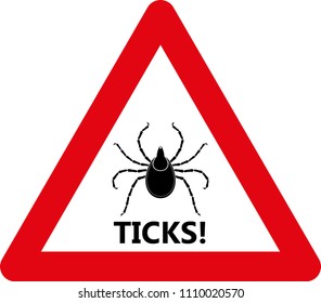 Tick warning sign. Vector Illustration