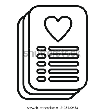 Tick wish list icon outline vector. New favorite order. Inventory items online