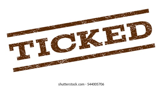 Ticked watermark stamp. Text caption between parallel lines with grunge design style. Rubber seal stamp with unclean texture. Vector brown color ink imprint on a white background.