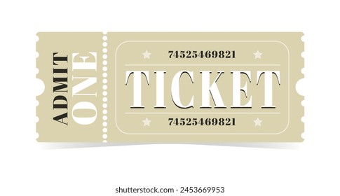 Ticket. Admission coupon for circus, festival, party, event, theater, concert, performance. Vector illustration isolated on white background