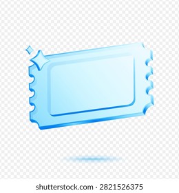 Ticket Admission Event Pass, 3D Blue Glossy Coupon Icon