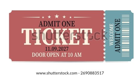 Ticket admit. Admit one ticket icons.