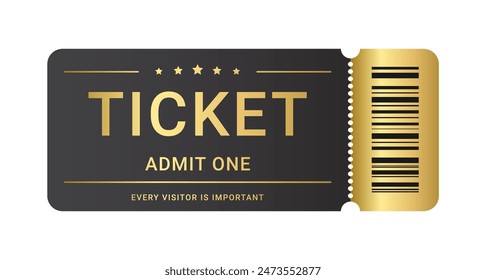 Ticket admit one isolated on white background