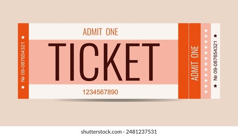 Ticket admit one orange colour, template, classic, event, cinema, performance, mach, theatre, vector