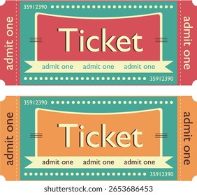 Ticket admit one in retro colors