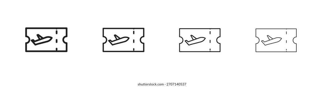 Ticket airline icon linear vector icon in a editable style.