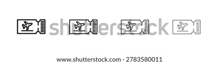 Ticket airline icon set in line style. symbol in outline style