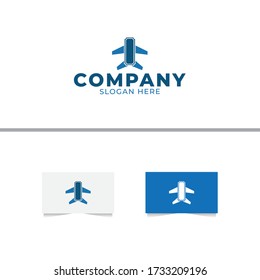 Ticket Airplane Logo Design Template