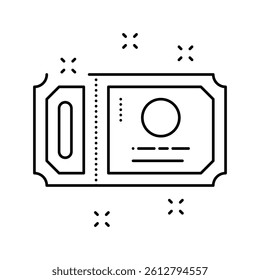 ticket amusement park line icon vector. ticket amusement park sign. isolated contour symbol black illustration